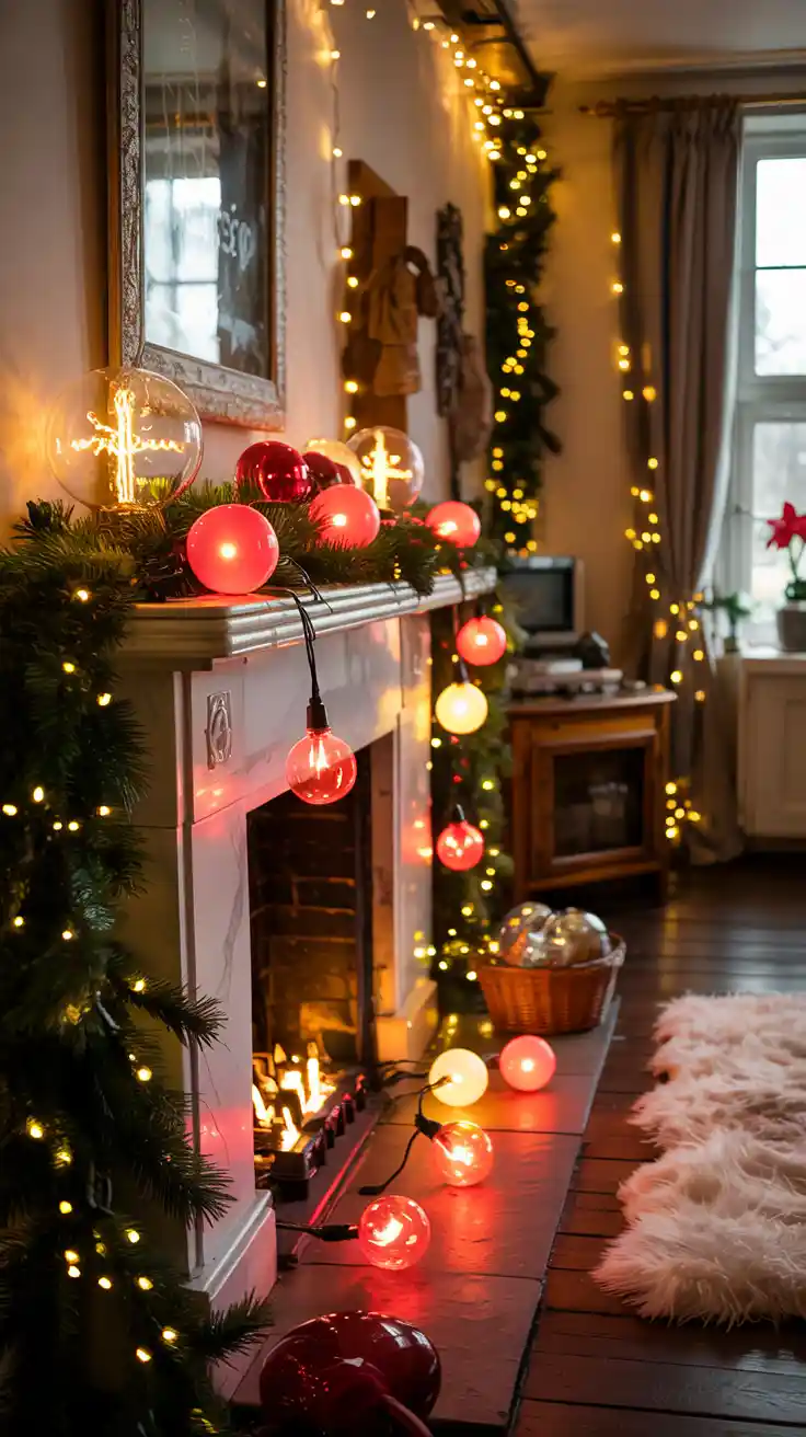 Magical Holiday Glow With Red And White Christmas Lights 2025