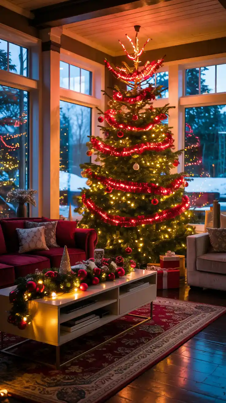 Magical Holiday Glow With Red And White Christmas Lights 2025