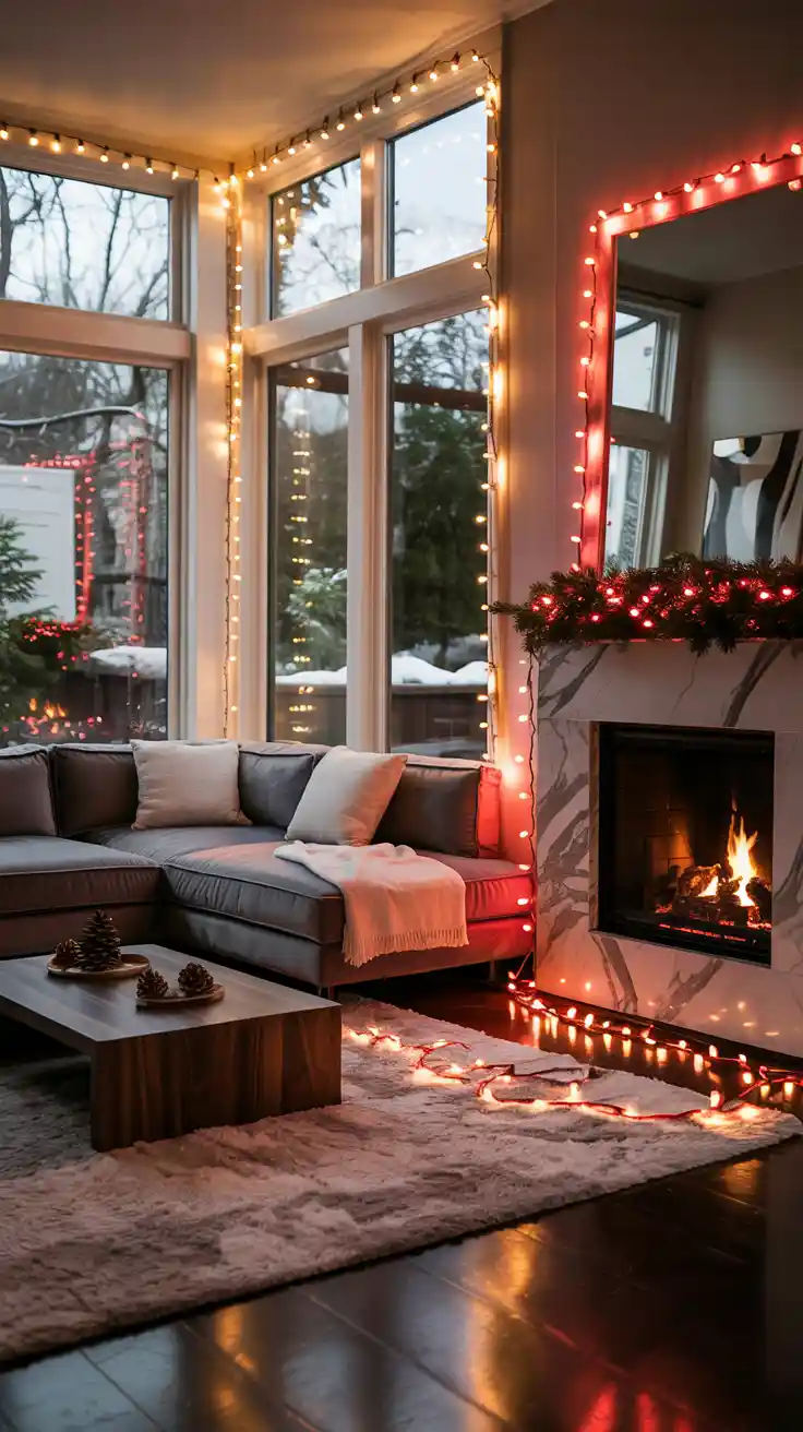 Magical Holiday Glow With Red And White Christmas Lights 2025