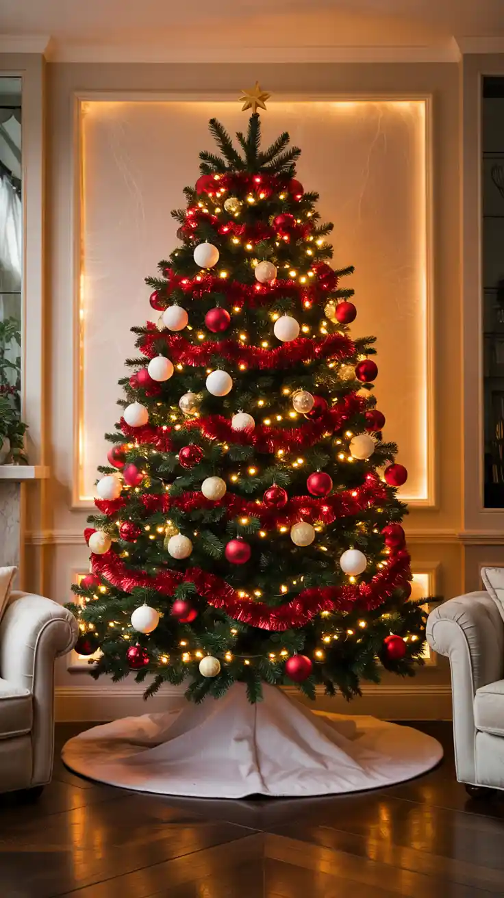 Magical Holiday Glow With Red And White Christmas Lights 2025